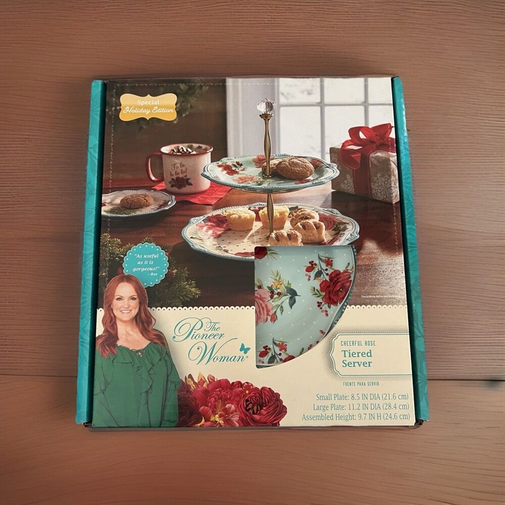 The Pioneer Woman Special Holiday Edition Cheerful Rose 2-Tiered Server